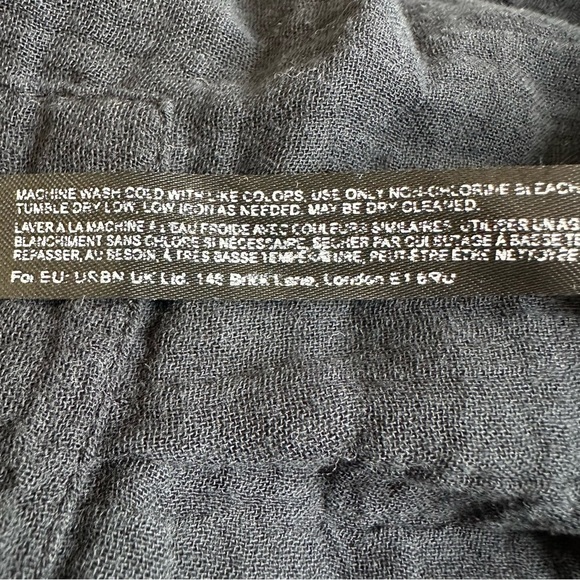 Free People The Voyager Shirt Dress Black XS Button Front Pleated Cotton Pockets - Picture 10 of 10